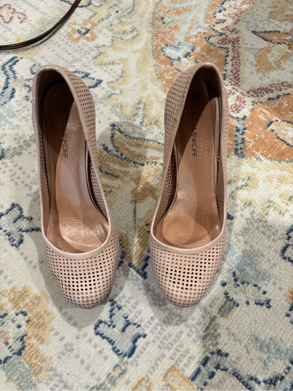 Rebecca Minkoff Blush Perforated Leather Pumps